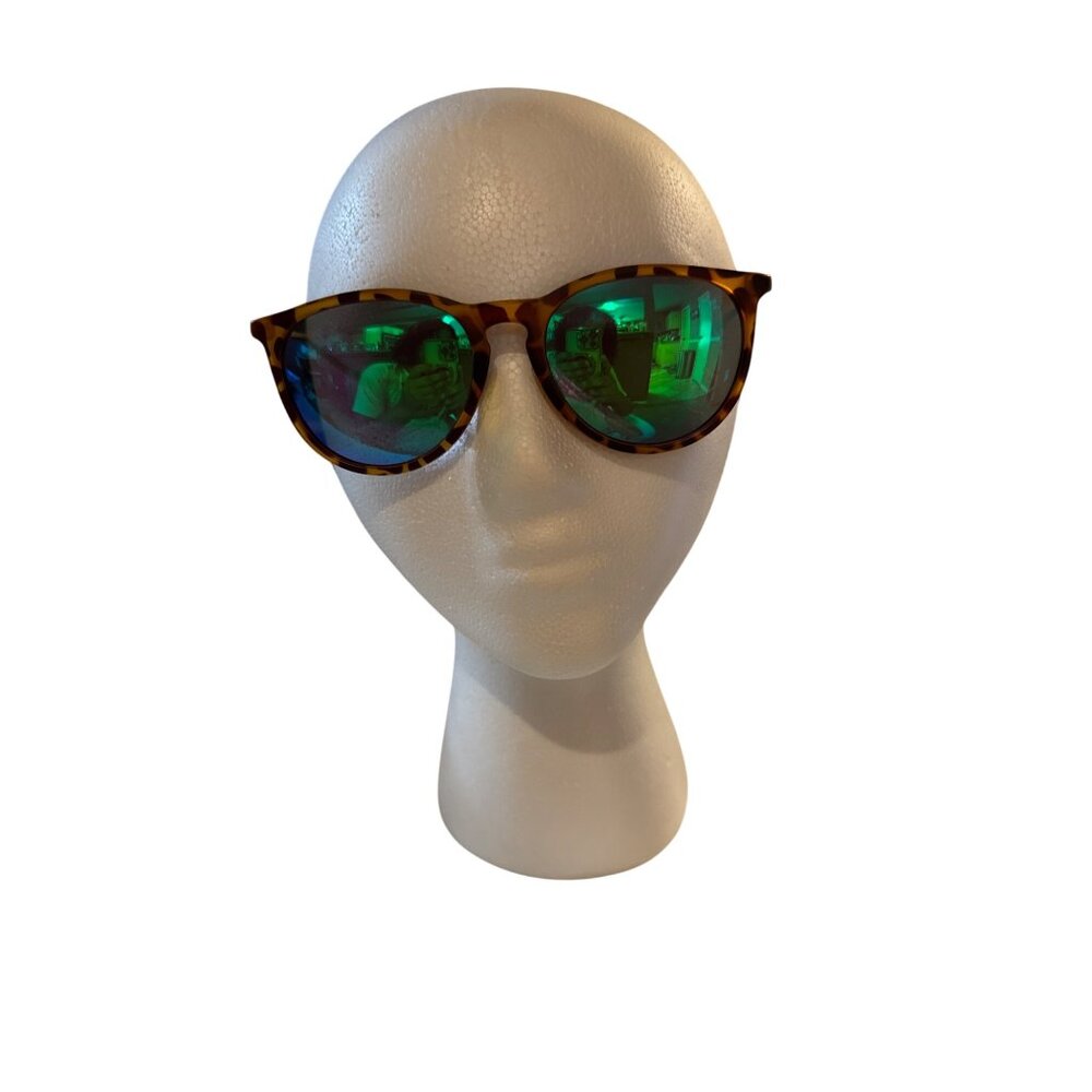 Tortoise Shell Frame Green Mirror Lens Unisex Sunglasses